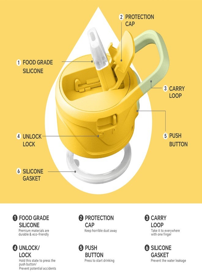 IDEUS Vacuum Insulated Water Bottle, 40 oz Stainless Steel Water Bottles with Straw and Spout Lid, Reusable Metal Water Bottle Leak Proof Gym Water Bottle, BPA-Free(Bright Yellow) - Image 4