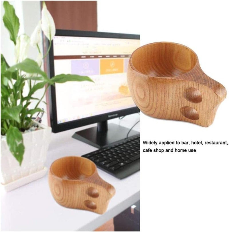 woobles Wooden Coffee Mug ， Wooden Tea Coffee Cup Portable Outdoor Natural Wood Drinks Drinking Mug with Handle(#1) - Image 2