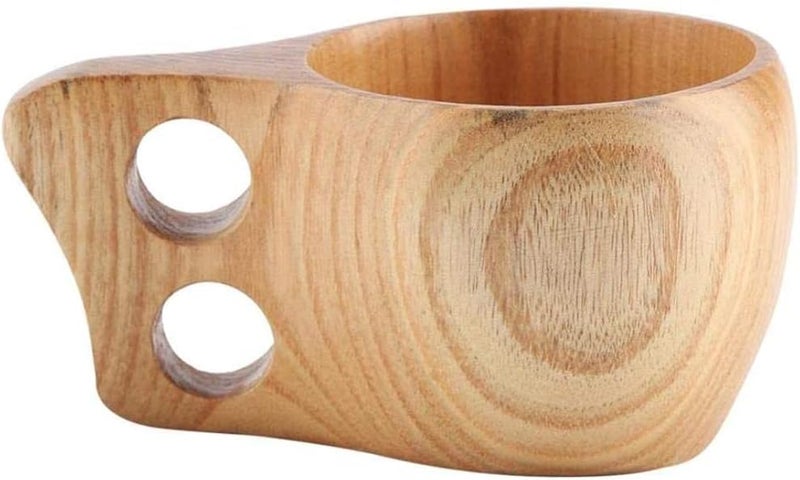 woobles Wooden Coffee Mug ， Wooden Tea Coffee Cup Portable Outdoor Natural Wood Drinks Drinking Mug with Handle(#1) - Image 1