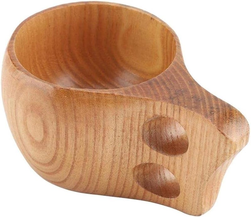 woobles Wooden Coffee Mug ， Wooden Tea Coffee Cup Portable Outdoor Natural Wood Drinks Drinking Mug with Handle(#1) - Image 4