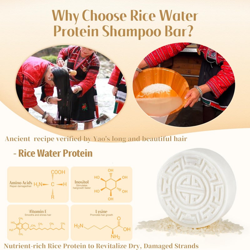 Leafinty Rice Water Shampoo Bar - 2 in 1 Fermented Rice Water Solid Shampoo and Conditioner for Hair Growth and Moisturizing - Vegan, pH Balance, Zero Waste, 3.5oz - Image 3