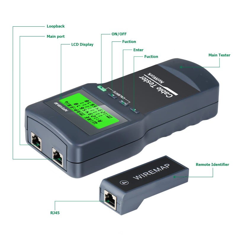 VXSCAN RJ45 Network Cable Tester, VXSCAN 8 Remote Units Network LAN Length Ethernet Cable Tester Kits for Cat5/CAT5e/CAT6/CAT6e - Locate The Breakage Point Length Measurement & Continuity Checking - Image 5