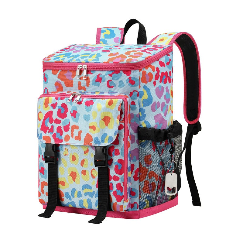 DYSHAYEN Cooler BackpackLightweight Backpack Cooler Insulated Leak Proof30 Cans Soft Cooler Bag for BeachCampingBeachPicnicLunchMulti Leopard - Image 2