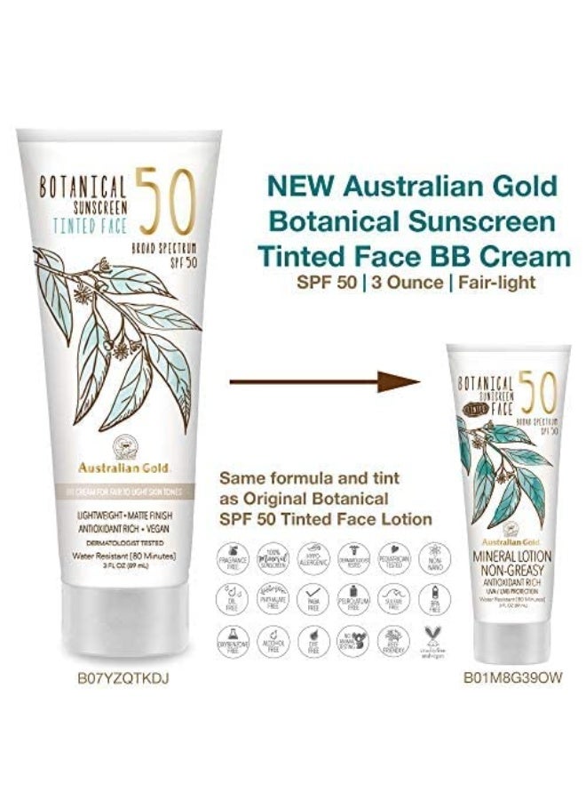 Australian Gold Botanical Sunscreen Tinted Face Mineral Lotion SPF 50, 3 Ounce | Broad Spectrum | Water Resistant - Image 3