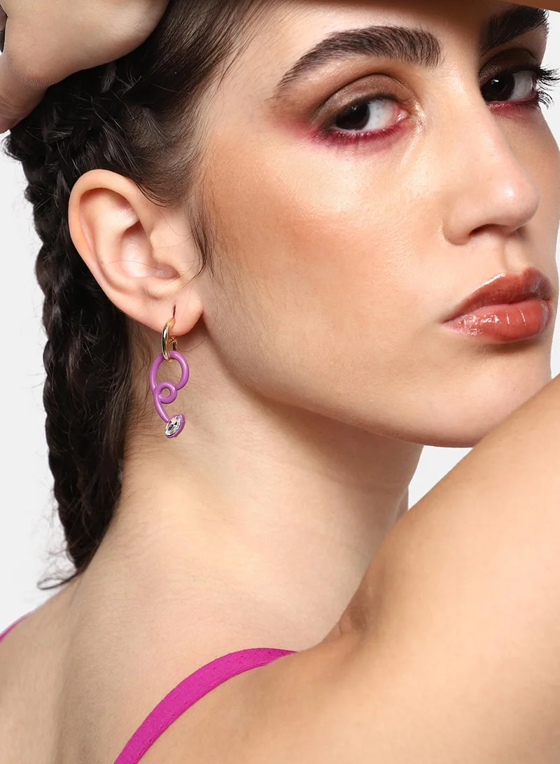 سوهي قرط متدلي من الحجر بتصميم كاجوال مطلي بالذهب