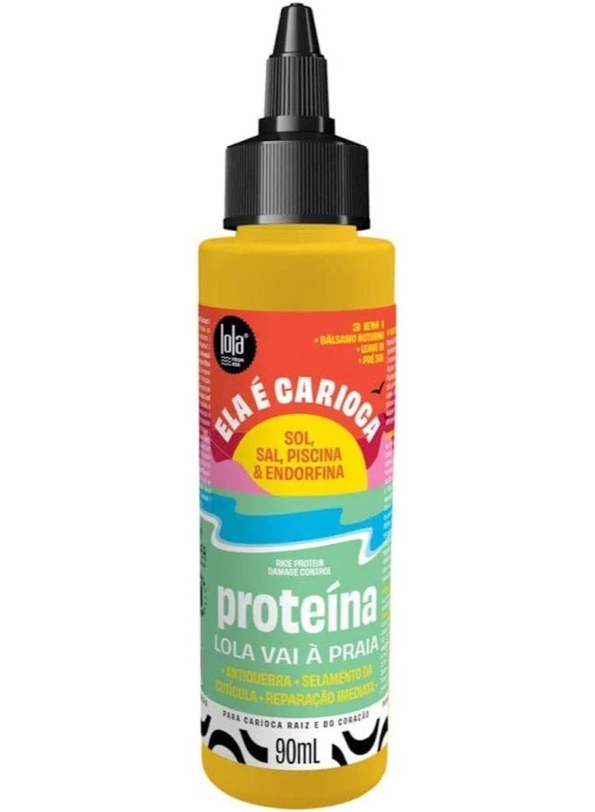 لولا كوزمتيكس Ela é Carioca Proteína Lola Vai á Praia 3 في 1 يترك على الشعر 90 جرام - Image 1