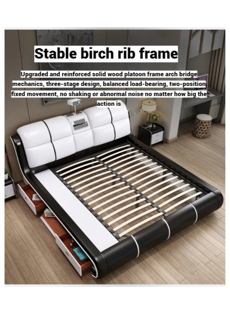 AWD Smart Bed King Size Provided with Projector Massage Bluetooth Speaker Storage Drawers Safe Air Purifier Clock Display Bedroom Essential King Size Bed Luxurious Modern Smart Bed.  - Image 5