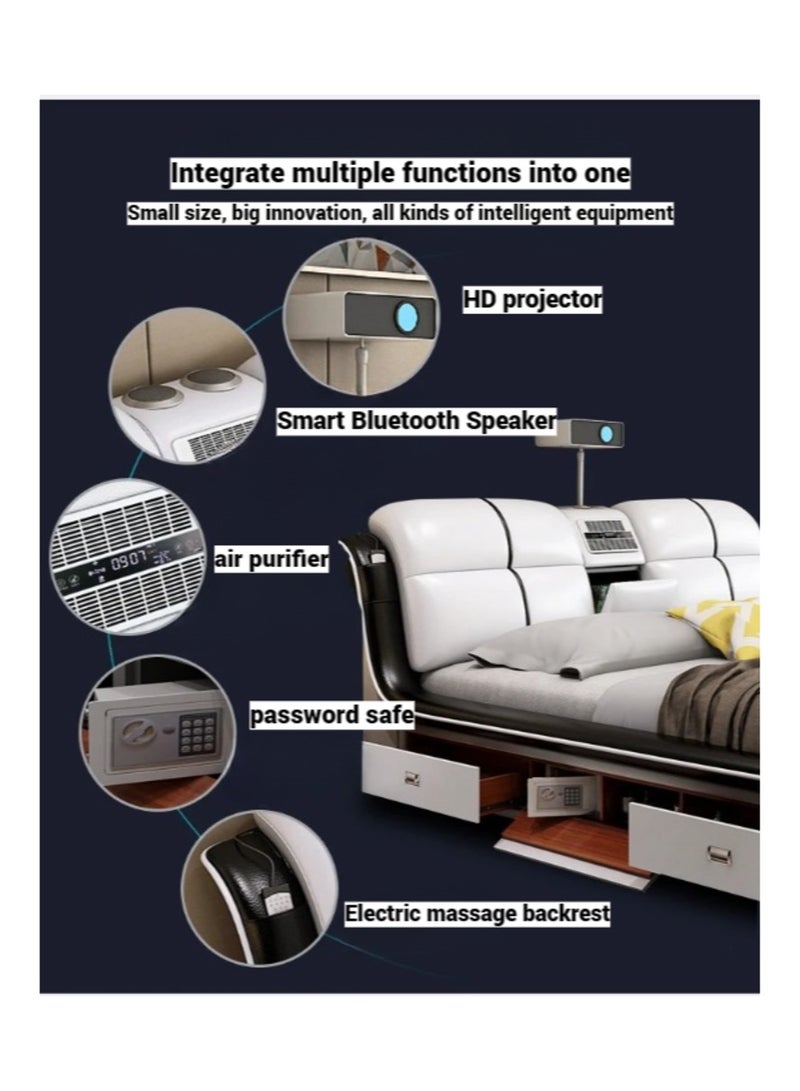 AWD Smart Bed King Size Provided with Projector Massage Bluetooth Speaker Storage Drawers Safe Air Purifier Clock Display Bedroom Essential King Size Bed Luxurious Modern Smart Bed.  - Image 4