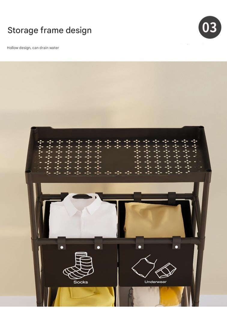 شو وو فارز الغسيل 3 أقسام مع رف تخزين علوي، سلة غسيل لتنظيم الملابس المتسخة بكفاءة، سلة غسيل بسعة كبيرة و3 أكياس قابلة للإزالة - Image 5