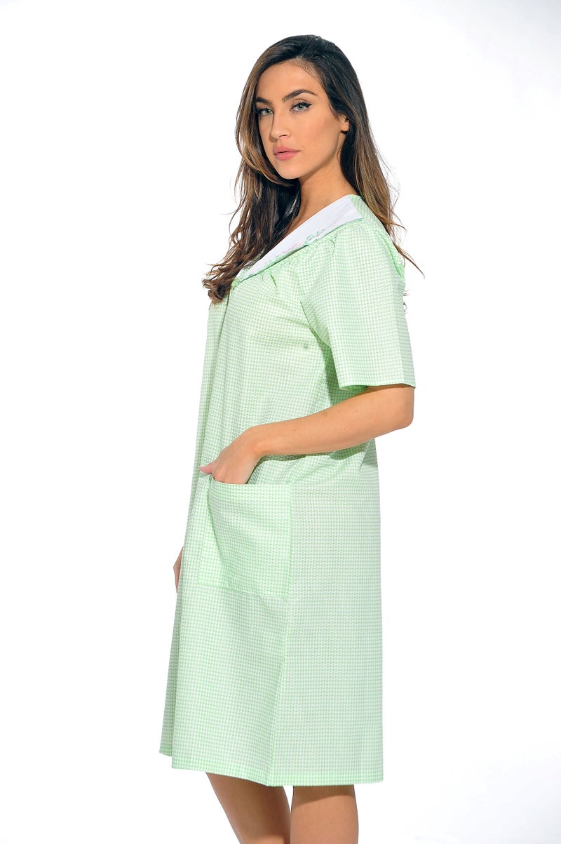 Dreamcrest Short Sleeve Duster / Housecoat / Women Sleepwear Green, Medium,Green,Medium - Image 2
