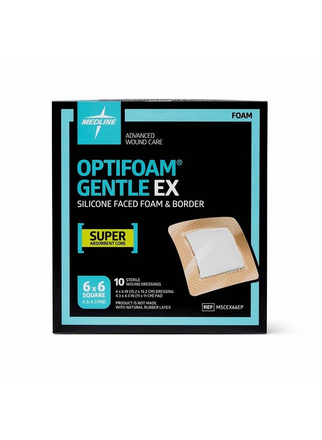 Medline Medline Optifoam Gentle EX Bordered Foam Adhesive Dressing, 6" x 6" Square (10 Count) - Image 1