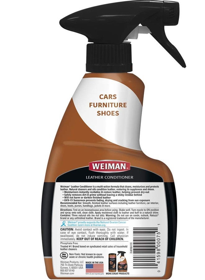 Weiman Leather Cleaner and Conditioner for Furniture - Cleans Conditions and Restores Leather Surfaces - UV Protectants Help Prevent Cracking or Fading of Leather Car Seats, Shoes, Purses - Image 2