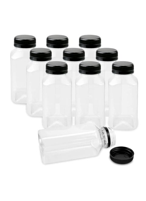 12pcs 8oz Plastic Juice Bottles with Caps, Empty Clear Plastic Bottles Bulk with Black Tamper Evident Lids for Juicing, Smoothie and Other Drinks Beverage