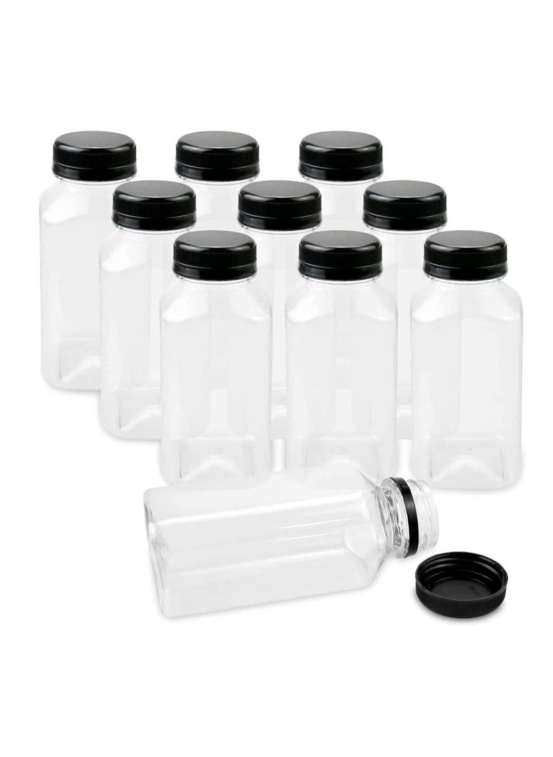 FUFU - 12pcs 8oz Plastic Juice Bottles with Caps, Empty Clear Plastic Bottles Bulk with Black Tamper Evident Lids for Juicing, Smoothie and Other Drinks Beverage - Image 1