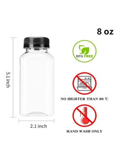 FUFU 12pcs 8oz Plastic Juice Bottles with Caps, Empty Clear Plastic Bottles Bulk with Black Tamper Evident Lids for Juicing, Smoothie and Other Drinks Beverage  - Image 2