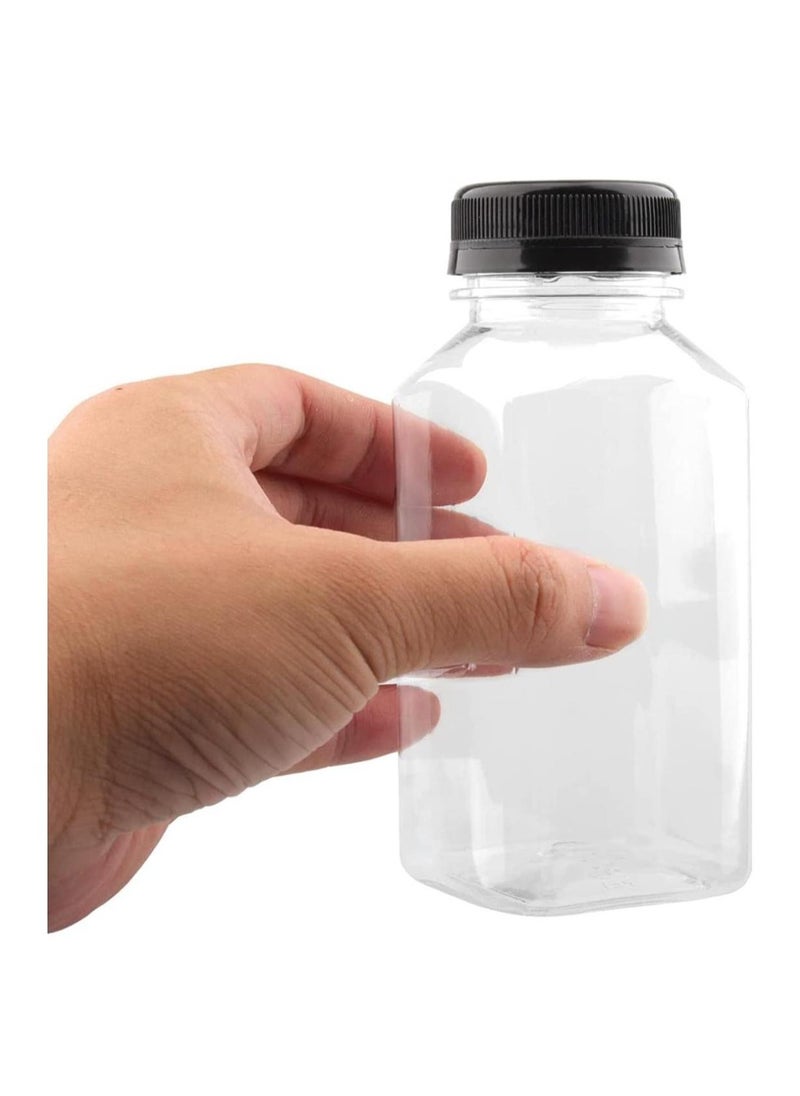 FUFU - 12pcs 8oz Plastic Juice Bottles with Caps, Empty Clear Plastic Bottles Bulk with Black Tamper Evident Lids for Juicing, Smoothie and Other Drinks Beverage - Image 1