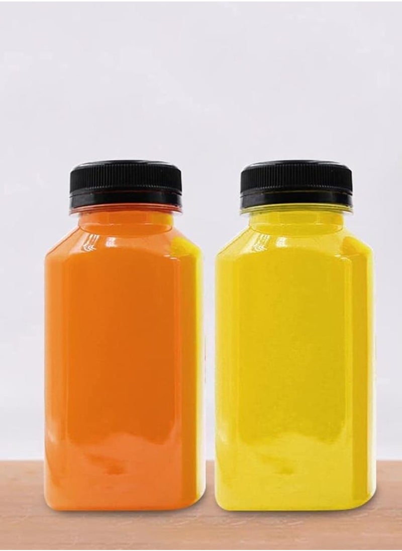 FUFU - 12pcs 8oz Plastic Juice Bottles with Caps, Empty Clear Plastic Bottles Bulk with Black Tamper Evident Lids for Juicing, Smoothie and Other Drinks Beverage - Image 1