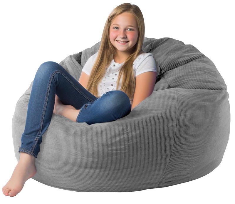 Dafftos Premium Corduroy Stuffed Animal Storage Bean Bag Chair Cover (No Filler) For Organizing Plush Toys Or Textile Stuffable Bean Bag Sack For Adults Lazy Chair Playroom Washable Cover - Image 1