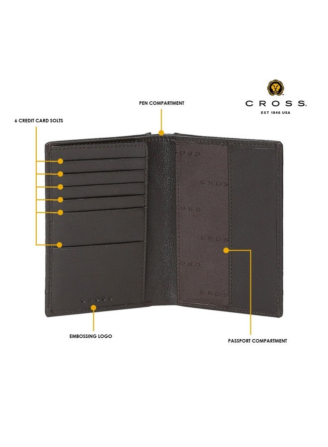 Cross Brown Passport Wallet Leather Wallets for Men Latest Gents Purse with Card Holder Compartment (AC028389N-3) - Image 3