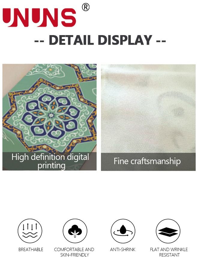 UNUNS مفرش طاولة من الكتان، نمط مطبوع حديث مقاس 13 × 79 بوصة لعشاء العائلة والولائم والحفلات والاحتفالات، أخضر - Image 3