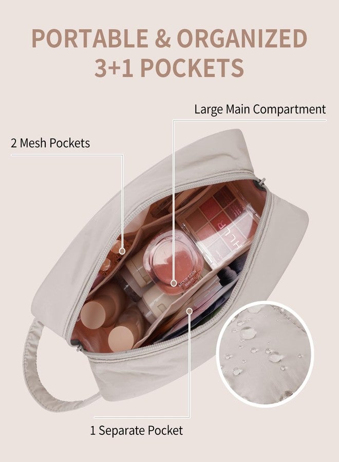 Narwey Quilted Makeup Bag Puffy Make up Bag Cosmetic Bag Organizer, Puffer Travel Toiletry Bag for Traveling Women Girl, Travel Bag for Toiletries, Skincare Medicine Bags (Khaki) - Image 4