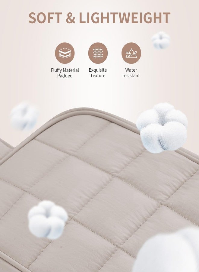 Narwey Quilted Makeup Bag Puffy Make up Bag Cosmetic Bag Organizer, Puffer Travel Toiletry Bag for Traveling Women Girl, Travel Bag for Toiletries, Skincare Medicine Bags (Khaki) - Image 2