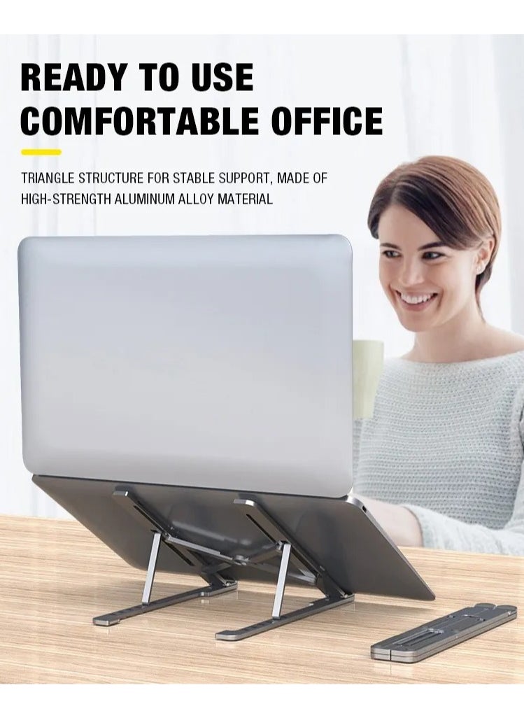 Laptop Stand, Laptop Holder Riser Computer Stand, Adjustable Aluminum Foldable Portable Notebook Stand, Compatible with MacBook Air Pro, HP, Lenovo, Dell, More 10-15.6” Laptops and Tablets