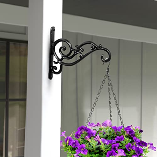 GHAR DWAR Metal Wall Hook Hanging Plant Bracket Decorative Straight Plant Hanger for Pots, Bird Feeders, Planters, Lanterns, Macrame, Wind Chimes Indoor Outdoor (Pack of 2, Black) - Image 3