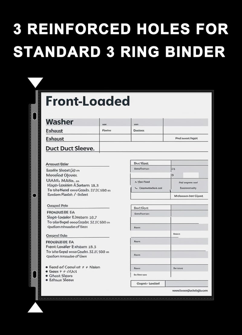 Golbsart Sheet Protectors 8.5 x11 Inch, 100 Pack Page Protectors for 3 Ring Binder, Top Loading Plastic Sleeves with Reinforced 3-Hole Punch for Binders, Letter Size, for Documents and Photos, Office Supplies. - Image 2
