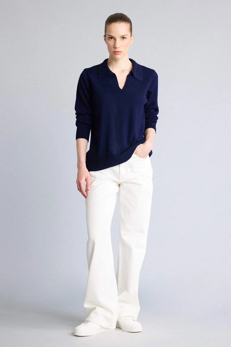 Defacto Regular Fit Polo Collar Pullover