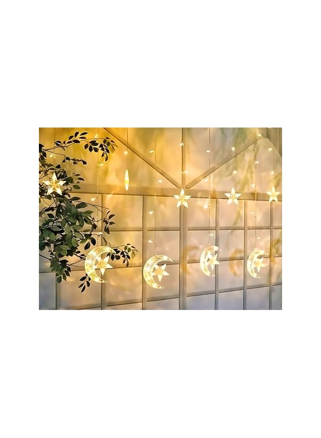 The Bros Crescent Moon with Star Curtain Lights - LED Decorative Lighting for Eid & Ramadan Home Décor - Image 4