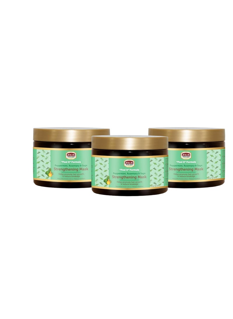 African Pride - African Pride Feel It Formula, Hair Strengthening Mask - Peppermint, Rosemary, & Sage - Aids Growth, Nourishing Treatment for Split Ends & Dry Scalp for All Hair Types 12oz (Pack of 3) - Image 1