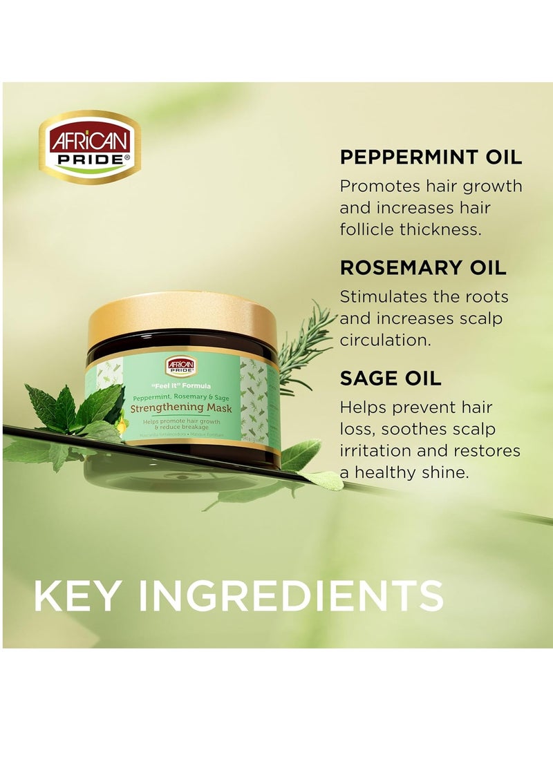 African Pride - African Pride Feel It Formula, Hair Strengthening Mask - Peppermint, Rosemary, & Sage - Aids Growth, Nourishing Treatment for Split Ends & Dry Scalp for All Hair Types 12oz (Pack of 3) - Image 1