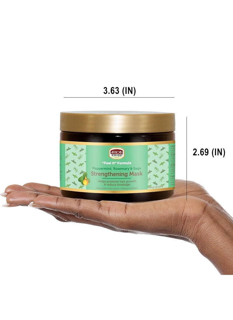 African Pride - African Pride Feel It Formula, Hair Strengthening Mask - Peppermint, Rosemary, & Sage - Aids Growth, Nourishing Treatment for Split Ends & Dry Scalp for All Hair Types 12oz (Pack of 3) - Image 1