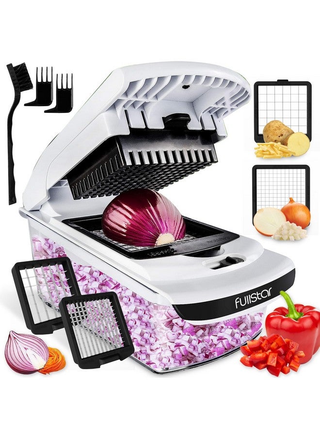 Fullstar مفرمة الخضار فولستار - مفرمة الطعام - مفرمة البصل - قاطع الخضار ومقشر - مفرمة الخضار مع حاوية - أدوات المطبخ - أساسيات المنزل - ملحقات المطبخ (2 في 1، أبيض) - Image 1