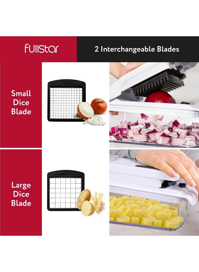 Fullstar مفرمة الخضار فولستار - مفرمة الطعام - مفرمة البصل - قاطع الخضار ومقشر - مفرمة الخضار مع حاوية - أدوات المطبخ - أساسيات المنزل - ملحقات المطبخ (2 في 1، أبيض) - Image 2