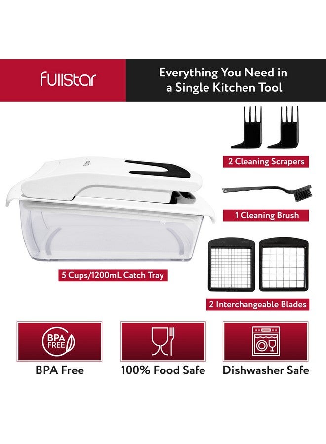 Fullstar مفرمة الخضار فولستار - مفرمة الطعام - مفرمة البصل - قاطع الخضار ومقشر - مفرمة الخضار مع حاوية - أدوات المطبخ - أساسيات المنزل - ملحقات المطبخ (2 في 1، أبيض) - Image 3