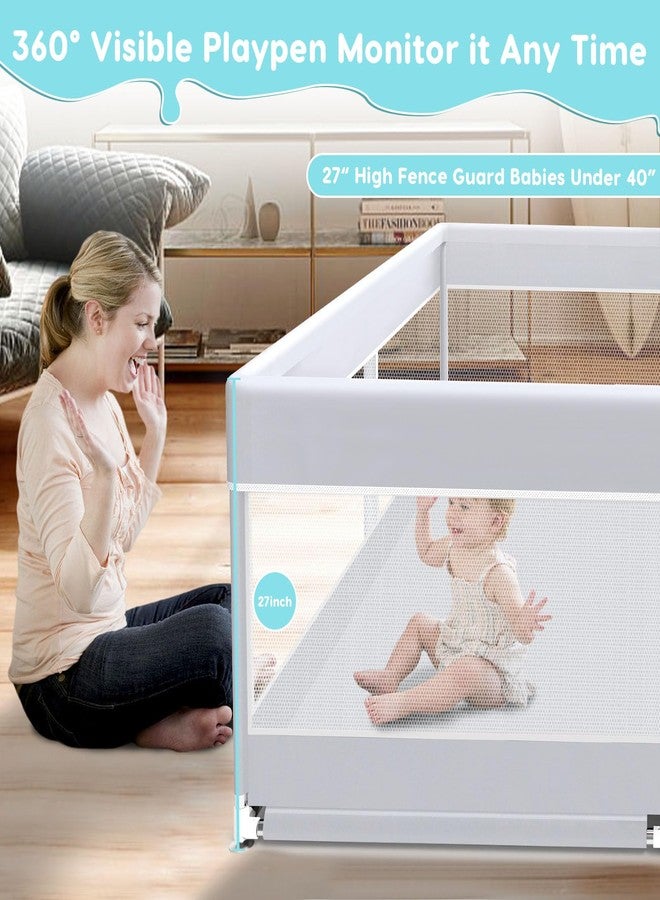Fshibila Baby Playpen, 50x50 Inch Baby Playard for Babies and Toddlers, Play Pens for Indoor & Outdoor, Sturdy Safety Play Yard with Soft Breathable Mesh, Anti-Fall, Grey - Image 3