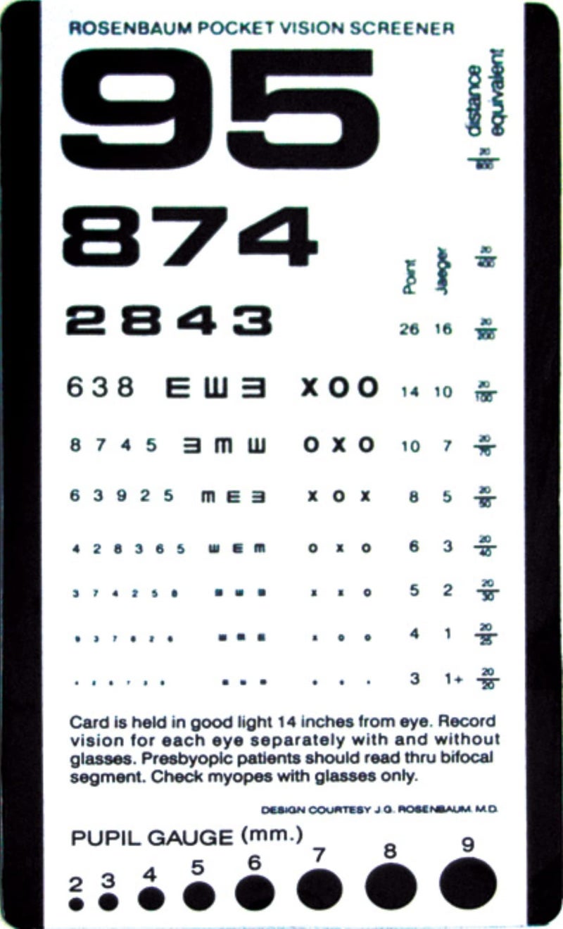 Graham Field Grafco Pocket Size Plastic Eye Chart 6 3/8 x 3 1/2 Model # 1243 Personal Healthcare / Health Care - Image 1