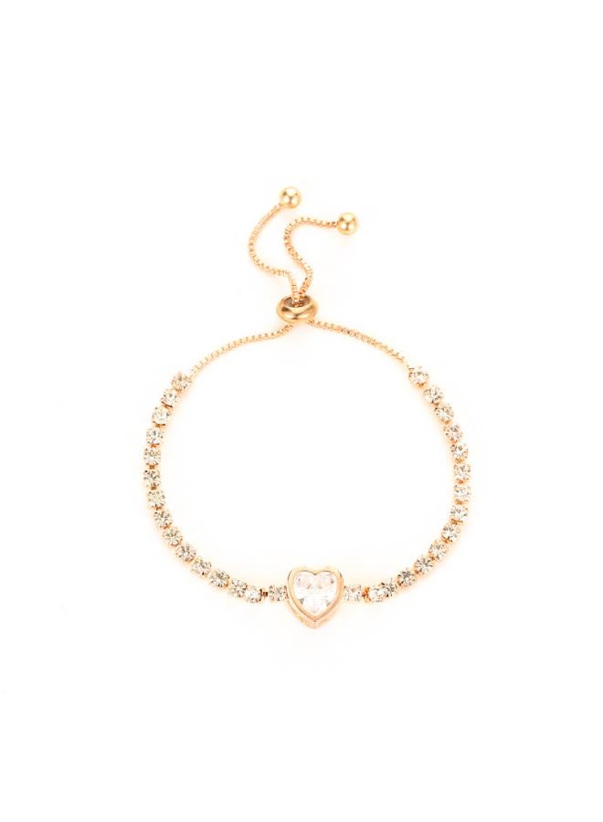 European And American Hot New Fashion Rose Gold Love Zircon Bracelet Simple Alloy Diamond Women's Bracelet Bracelet 