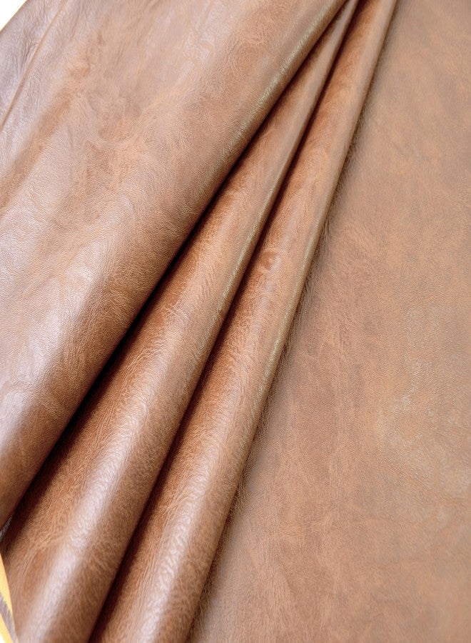 Bobeey 1 Yards 54" x 36" Brown Faux Leather Fabric Distressed Crazy Horse Soft Fake Leather Fabric by The Yard Brown Upholstery Vinyl for Sofa Bags Chairs Car Seats DIY Crafts - Image 2