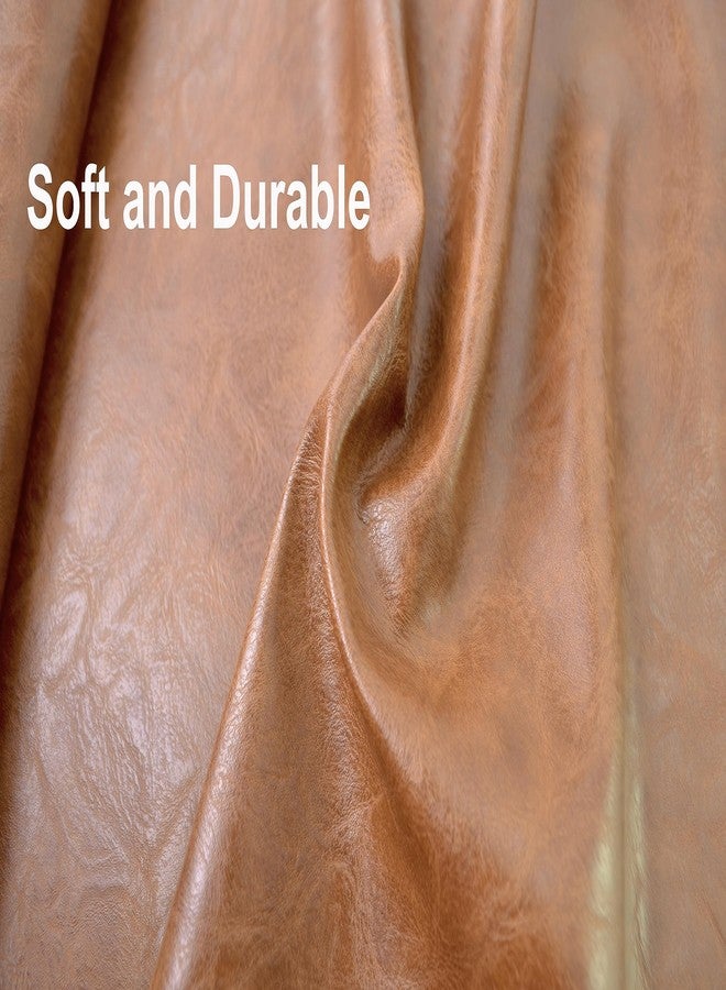 Bobeey 1 Yards 54" x 36" Brown Faux Leather Fabric Distressed Crazy Horse Soft Fake Leather Fabric by The Yard Brown Upholstery Vinyl for Sofa Bags Chairs Car Seats DIY Crafts - Image 3