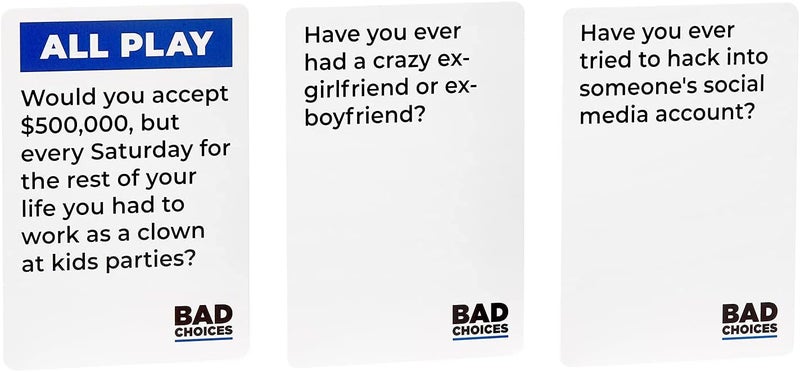 BAD CHOICES لعبة الحفلات + مجموعة إصدار بعد الظلام - لعبة بطاقات مضحكة للبالغين لحفلات الفيل الأبيض، هدايا التخزين وليالي ألعاب الطاولة مع أصدقائك - Image 4
