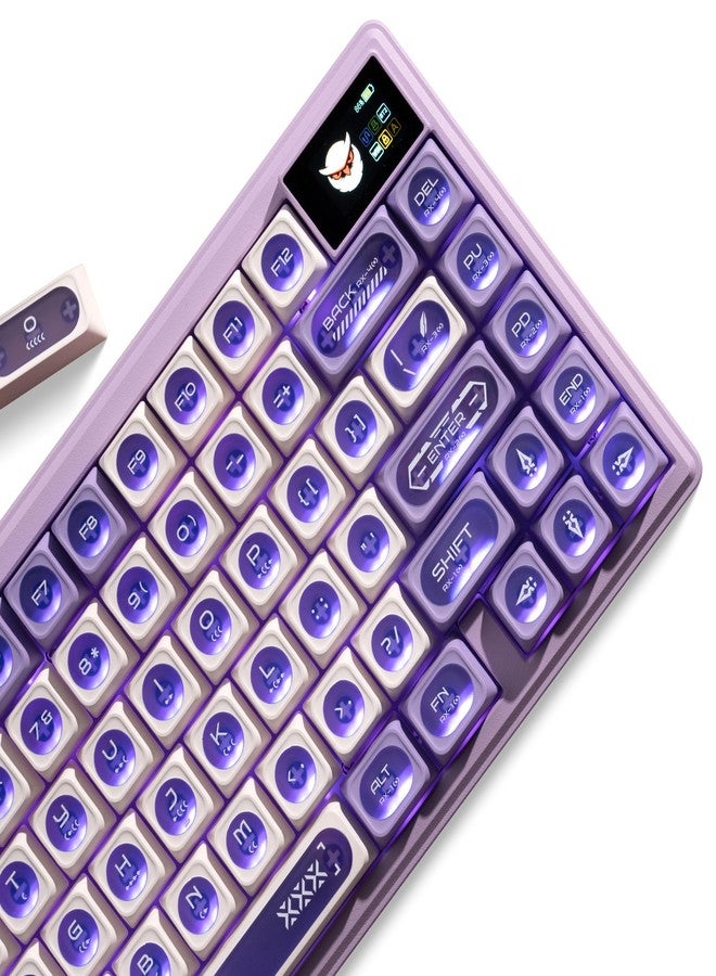 OHY Purple Keycaps, XVX Cherry MAX Profile Translucent Shine Through Keycaps for 75% Mechanical Keyboards, 136-Key Custom Cat Eye Jelly Backlit Keycap Set - Purple & White - Image 1