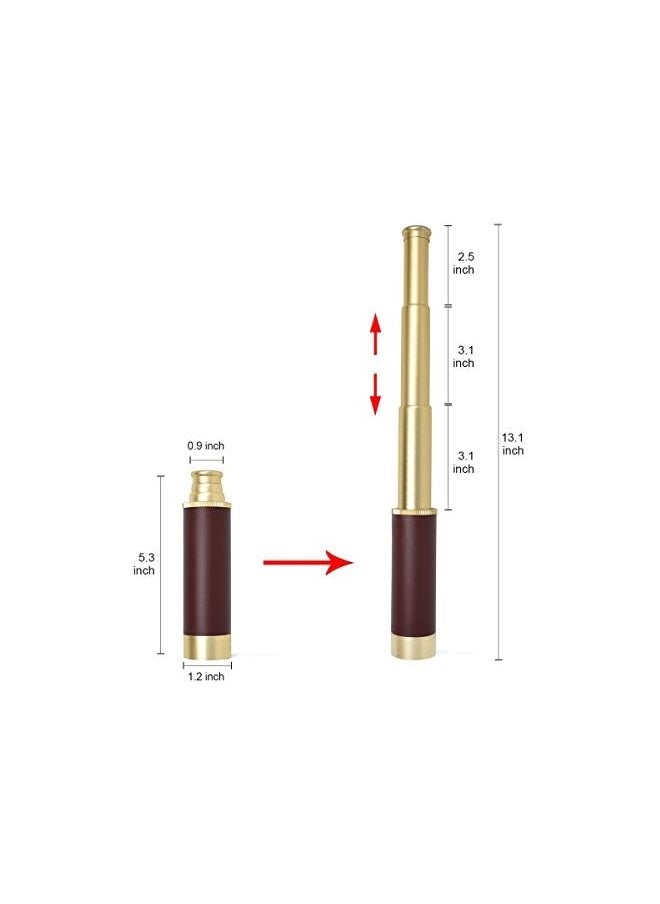 Generic Pirate Monocular Telescope for Kids & Adults, Handheld Collapsible Brass Telescope 25x30 Zoomable Portable Pirate Spyglass for Cruise Ship Travel Watching Games Hiking Hunting and More  - Image 4