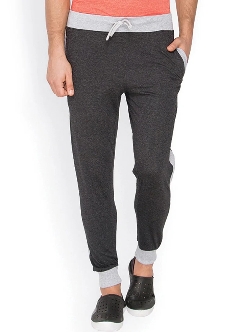 Campus Sutra Men's Charcoal Grey Side-Block Trackpants