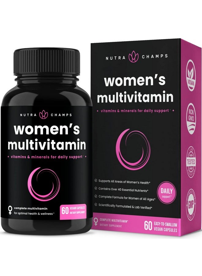 NutraChamps Women Daily Multivitamin Supplement Vegan Capsules With Biotin Vitamins A B C D E K Calcium Zinc Lutein Magnesium Premium Multimineral Multivitamin For Women  - Image 1