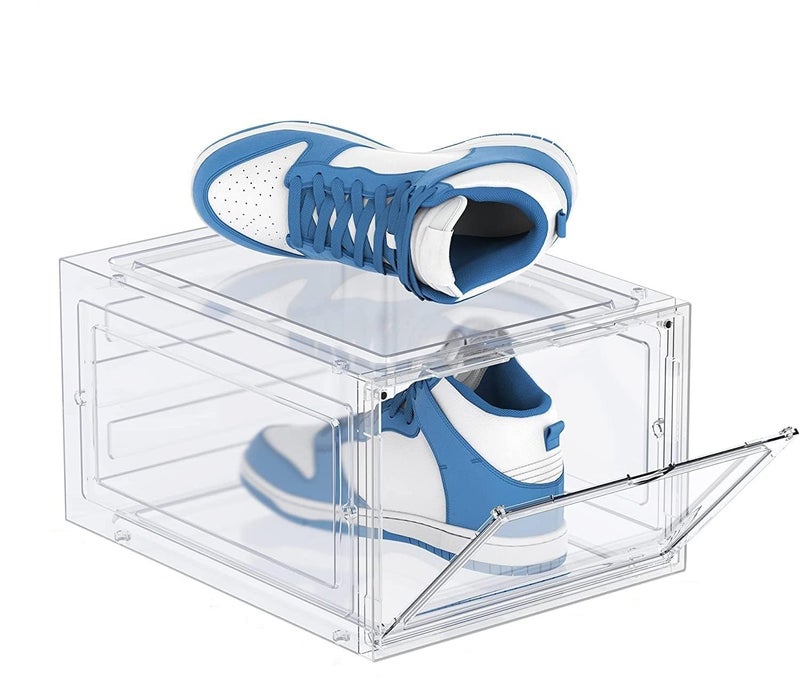 Deoxys 1 Pack Sturdy Shoe Storage Boxes Drop Front Shoe Box Clear Plastic Stackable Shoe Organizer for Closet Shoe Containers for Sneakers