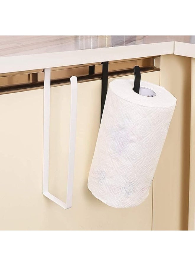حامل مناديل ورقية موزع أسفل خزانة حاملات لفات ورقية (بدون حفر) للمطبخ والحمام، حامل مناديل ورقية معلق على الباب، تصميم إنساني (أسود) - Image 2