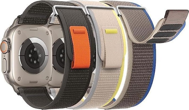 GERRIT 3-Pack Trail Loop Nylon Sport Straps Compatible with Apple Watch 42mm 44mm 45mm 49mm, Replacement Bands for iWatch Ultra SE Series 8/7/6/5/4/3/2/1 - Image 1
